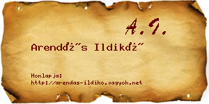 Arendás Ildikó névjegykártya